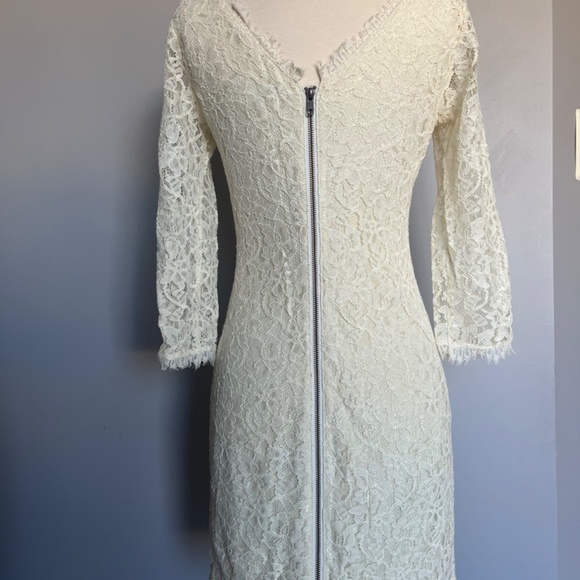 Diane Von Furstenberg Ivory Zarita Lace Mini Cocktail Special Occasion Dress 4 - Picture 11 of 15